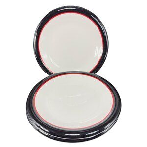 Ranmaru Tuxedo Japan Ceramic Stoneware Black Red White 7.5inch Plate Dish Set 3